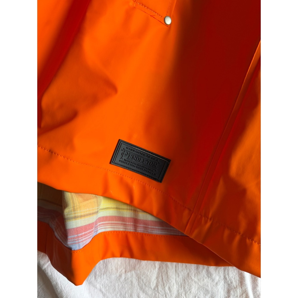 Pendleton Womens Orange Waterproof Hooded Rain Jacket Plaid Lined Slicker Coat L - Picture 5 of 8